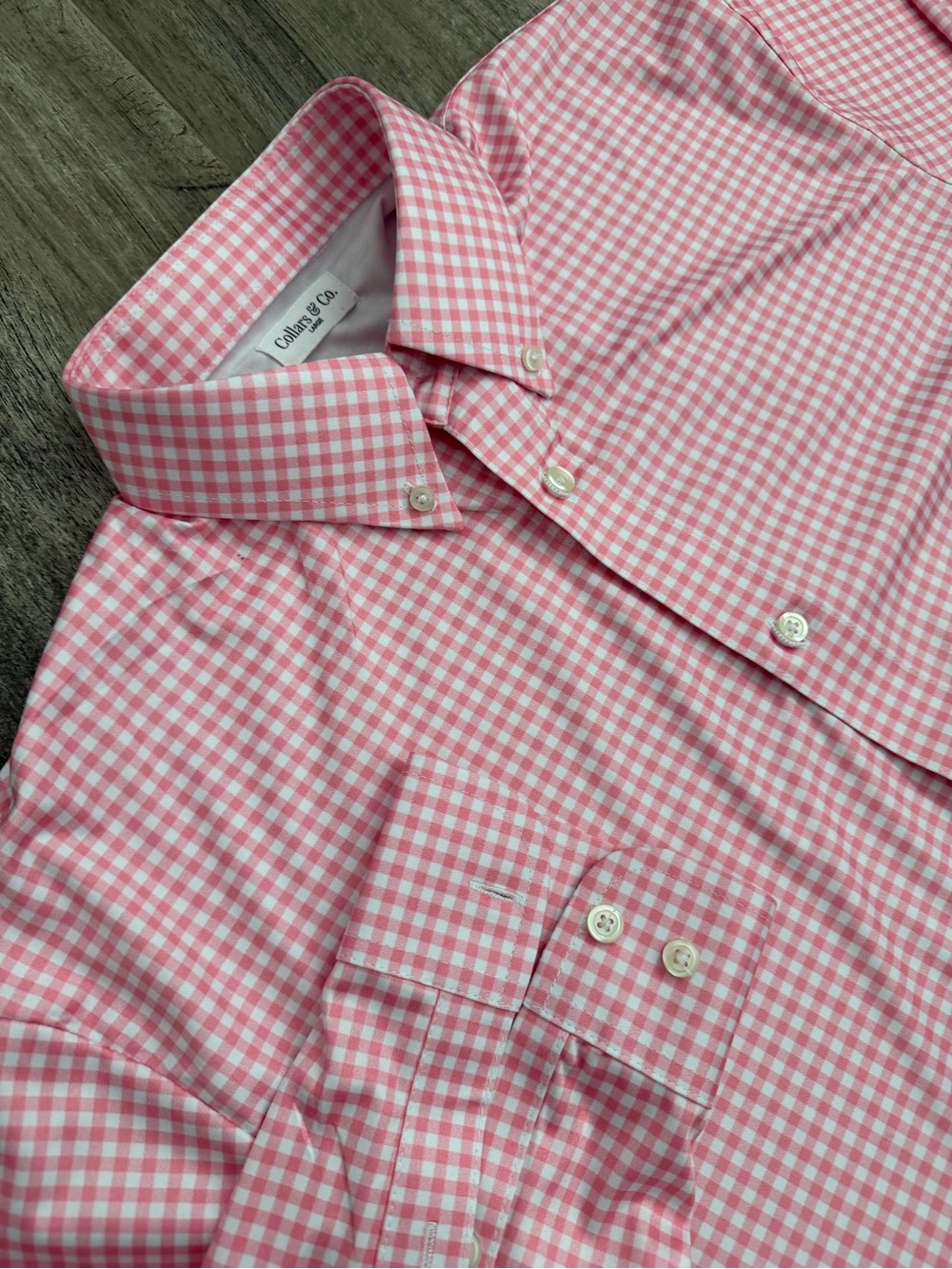 Men's Collars & Co Long Sleeve Pink Gingham Button-Down Shirt Sz L